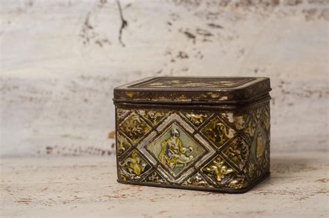 vintage metal tin box|metal tin box with lid.